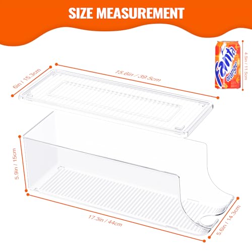 2 Pack Soda Can Organizer for Refrigerator, Stackable Canned Food Pop Cans Container Can Holder Dispenser with Lid for Fridge Rack Freezer, Clear Storage Bins-Holds 12 Cans Each (Clear) - view 5