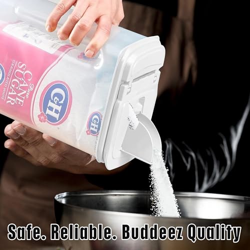 Large Food Storage Container - 3.75 Quart Sugar Buddy, All Purpose Clear Kitchen Organization and Storage - Sugar, Flour, Cereal, Rice Dispenser, EZ Pour Spout & Easy Grip Handle (White Lid) - view 2