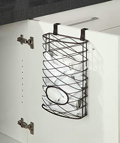 Over Cabinet Kitchen Storage Organizer Holder or Basket - Hang Over Cabinet Doors in Kitchen/Pantry - Holds up to 50 Plastic Shopping Bags (BROWN) - view 2