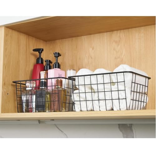 Wire Kitchen Storage Basket 3 Packs,Perfect Pantry Organization Accessories Baskets,Laundry Basket,Countertop Organization,Suitable for Kitchen,Bathroom,Bedroom,Tabletop,Stackable,Black - view 6