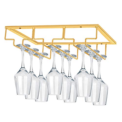 Under Cabinet Stemware Rack, Glass Hanger Rack - Wire Wine Glass Holder Storage Hanger for Cabinet, Kitchen, Bar