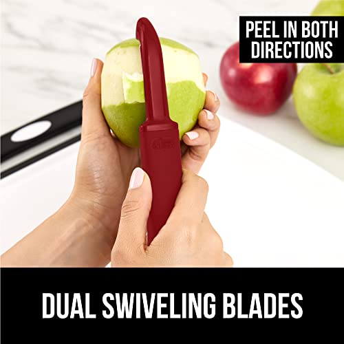 Swivel Vegetable Peeler and Pizza Cutter Wheel, Peeler is Dishwasher Safe,Pizza Cutter is Rust Resistant, Both in Red Color, 2 Item Bundle - view 4