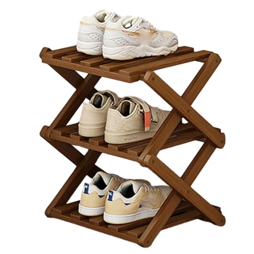 Shoes Rack for Front Door, Space Saving Wooden Organizer, 3 Layers