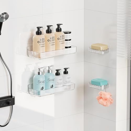 Crystal-Clear Shower Caddy with Soap Dish & Adhesive Pads, 2 Pack - view 2