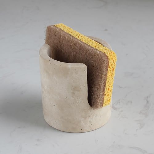 Natural Travertine Marble Sponge Holder for Kitchen Sink, Drying Rack, Compact Sink Caddy Organizer - Beige Travertine - view 5