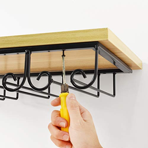 Under Cabinet Wine Glass Rack Stemware Rack, Wine Glasses Hanger Rack Wire Wine Glass Holder Storage Hanger for Cabinet Kitchen Bar (Black, 4 Rows 1 Pack) - view 7