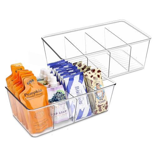 Pantry Organization and Storage Bins with Dividers Kitchen Organizer 2 Pack