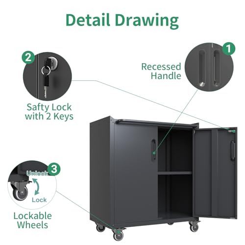 10-Piece Heavy Duty Steel Garage Cabinet System | All-in-One Modular Garage Cabinet Set for Ultimate Workshop Organization | Easy Assembly Garage Storage Cabinets & Tool Bench (Black) - view 6