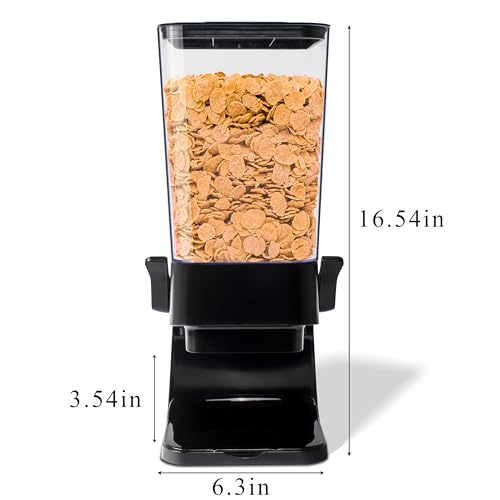 Cereal Dispenser Countertop, 5L Kitchen Organization Cereal Containers Storage, Desktop Candy Dispenser Plastic Cereal Dispenser, Snack Containers Can Hold Granola, Dry Food, Grain (Black, 3Pc) - view 3