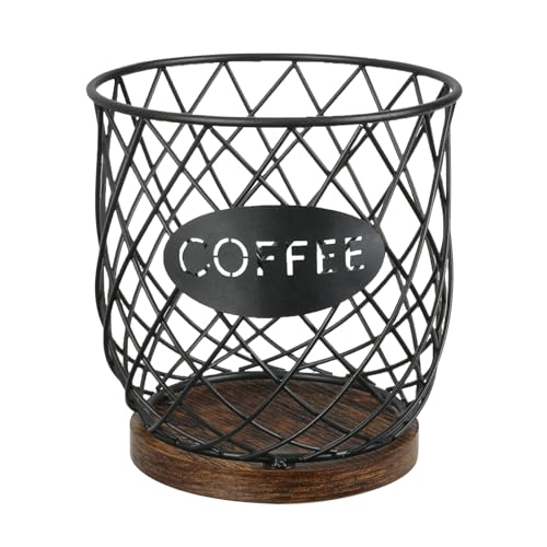 K Cup Holder Organizer, Sturdy Coffee Pod Holder Organizer, 35 Kcup Large Capacity Storage Basket for Kitchen Counter and Office Desktop (Circular Grid)