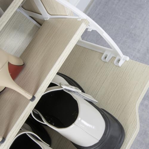 Shoe Rack in MDF Wood with 3 Doors Flip Shoe Storage Handles Double Depth Compact Size Slim 63 x 24 x 115 cm Space-Saving Home Entrance (Elm) - view 5