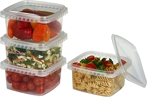 32 oz. Square Clear Deli Food Storage Containers With Lids Airtight Tamper evident system easy stackable saver shape Restaurant Take Out/Freezer microwave and dishwasher safe - 25 sets