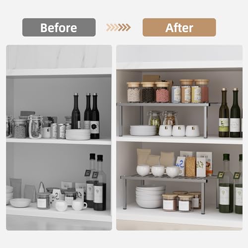 Expandable Cabinet Organizer Shelf, Set of 4, Gray - view 4