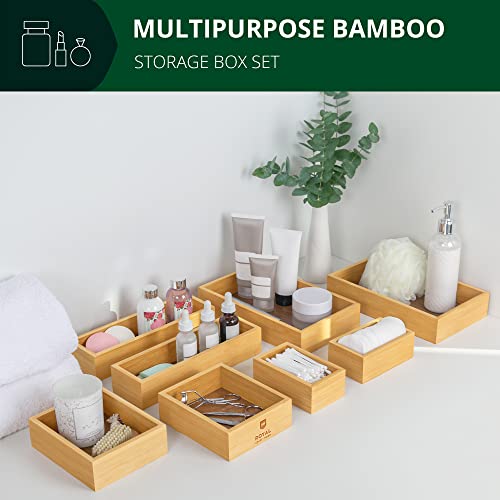 Bamboo Jewelry Organizer Box & Chests Set - Versatile Storage Solution for Makeup, Jewelry, and Bathroom Essentials (8 Boxes) - view 4
