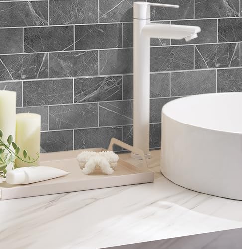 10PCS Charcoal Gray Peel and Stick Backsplash Tile for Kitchen Wall - view 5