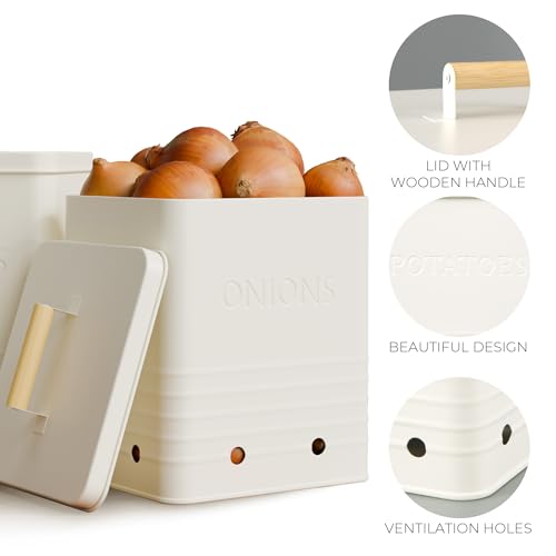Beautiful Potato and Onion Storage Container Set - Food Safe Metal Bins - view 5