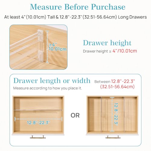 4" Regular Upgrade Drawer Dividers for Clothes, 12.8"-22.3" 8 Pack - view 2
