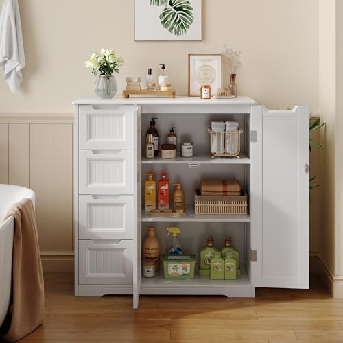 Storage Cabinet, Bathroom Storage Cabinet with 4 Drawers & 2 Doors - view 2