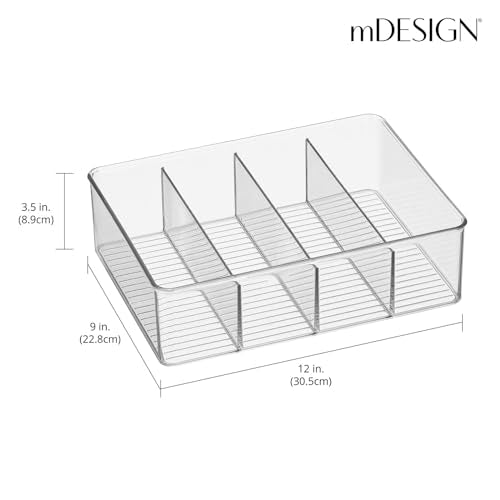 Plastic Stackable Tea Bag Storage Organizer Bin with 4 Divided Compartments - Holder for Kitchen Cabinet, Pantry, Countertop - Holds Sugar Packets, Coffee Pods, Ligne Collection, 2 Pack- Clear - view 2