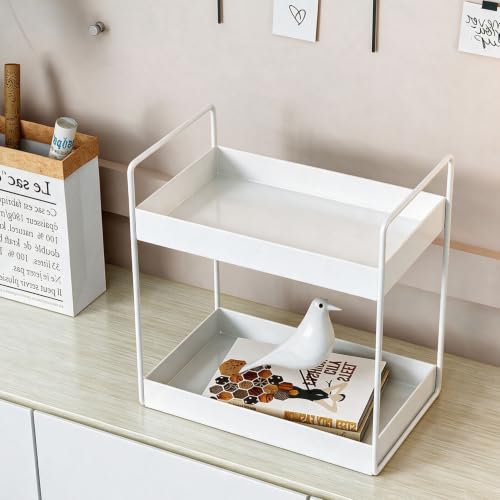 2 Tier Bathroom Counter Organizer, Vanity Storage Shelf, White - view 4