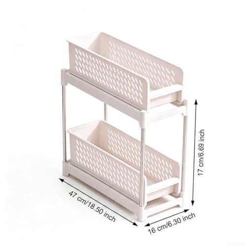 Bathroom Under-Sink Organizer, 2-Tier Pull-Out Rack, 47x16x17 cm, White - view 6
