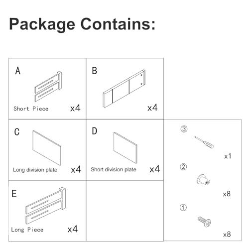 4.4" High Drawer Dividers with Inserts, Bamboo Drawer Dividers for Clothes, Expandable from 12-17.5", Adjustable drawer organizer for Bedroom, Kitchen & Office, 4 Dividers with 8 Insert. - view 5