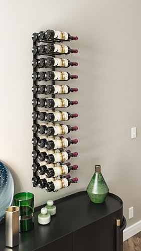 W Series Pro Wine Rack 4 - Metal Wall Mounted Wine Rack - Modern, Label Forward Wine Storage - Space Saving Wine Rack with 36 Bottle Storage Capacity (Brushed Nickel) - view 3