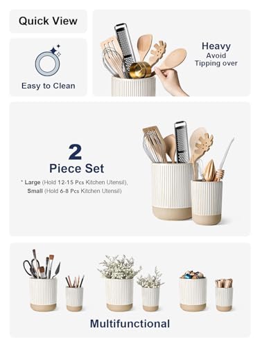 Ceramic Kitchen Utensil Holder Set of 2,Cooking Countertop Storage - view 4