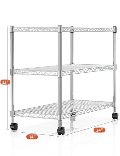 3-Tier Heavy Duty Storage Shelves 750Lb Capacity, 24.02" D x 13.78" W x 21.97" H Shelving Unit for Pantry, Garage, Laundry and Kitchen - view 3
