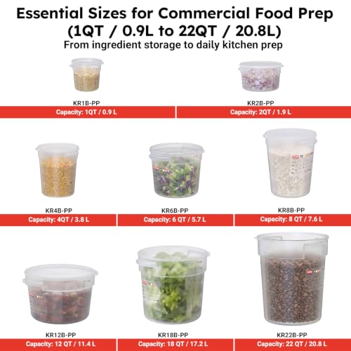 2 Pack 8QT Commercial Round Food Storage Containers with Lids - view 5