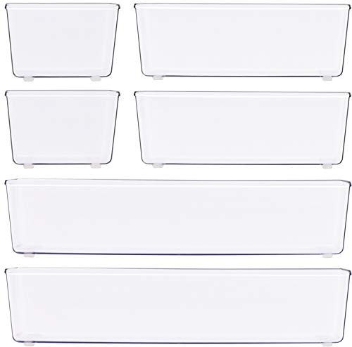 Clear Desk Drawer Organizer, Assorted Sizes, 6 Packs - view 2