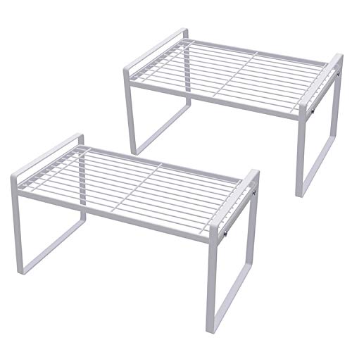 Cabinet Shelf Organizer, Pantry Shelf Rack, White 13x8.3x7.3