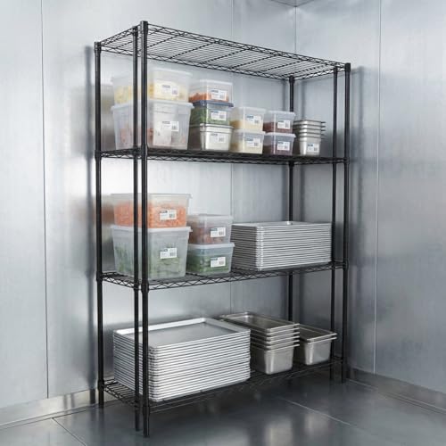 WR54-1236BK 4-Shelf Wire Shelving Unit, NSF-Certified Heavy-Duty Adjustable Rack for Garage, Warehouse & Workshop, 36"W x 12"D x 54"H, 600-800 lbs Per Shelf, Black Epoxy - view 2