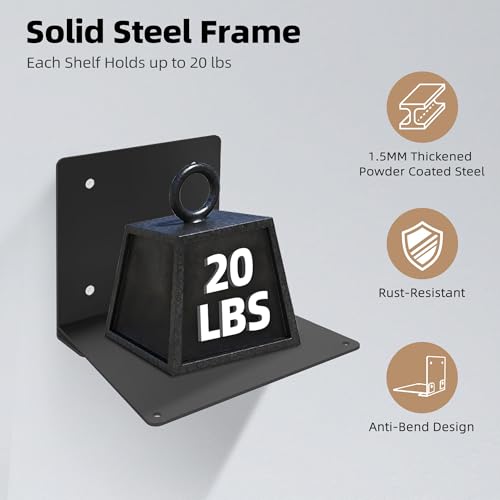 Invisible Floating Bookshelves Wall Mounted Black - view 4
