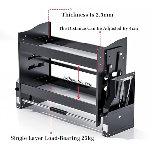 2 Tier Pull-Out Cabinet Organizer, Aluminum Space-Saving Pull-Down Shelf System for Kitchen Upper Cabinets, 650Mm,One Color,Cabinet 400mm - view 3