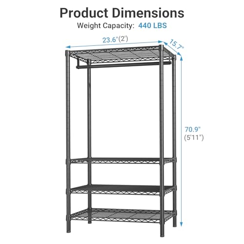 V1 Medium Portable Garment Racks for Bedroom/Apartments/Dorms, Black - view 6