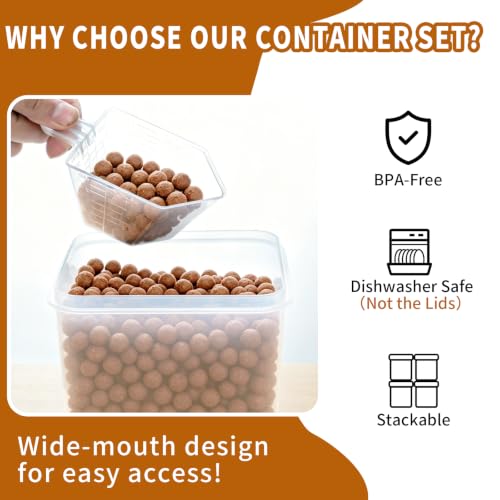 Flour Sugar Storage Containers, 10 Pack Large Airtight Food Storage Containers with Lids for Kitchen Pantry Organization and Storage, BPA Free Plastic Canisters Sets for Cereal, Rice and Baking - view 5