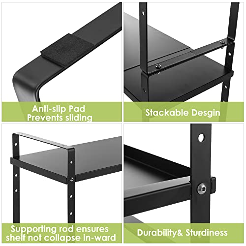 Expandable Cabinet Shelf Organizer Rack, Stackable Kitchen Countertop Organizer Storage Shelves, Adjustable Height Pantry Counter Shelf Riser Spice Rack (Black, 2 Pack) - view 6