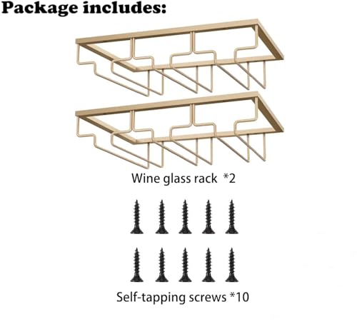 Wine Glass Rack - Under Cabinet Stemware Wine Glass Holder - Wine Glasses Storage Hanger Metal Organizer for Cabinet Kitchen Bar (Champagne Gold, 4 Rows 2 Pack) - view 5