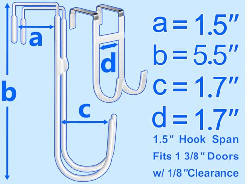 Double Over Door Steel Hooks 2 Pack Fit 1-3/8" Door 5.5" White - view 2