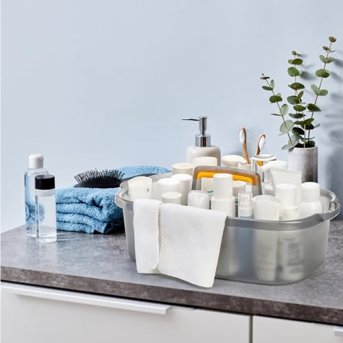 2 Pack Cleaning Supplies Caddy, Plastic Large Cleaning Supply Storage Bucket with Handle, Portable Shower Tote Caddy Household Tools Organizer Baskets for Bathroom, Kitchen Under Sink - view 7