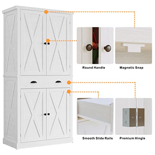 Kitchen Pantry Storage Cabinet, 72.6" H Cupboard, White - view 6