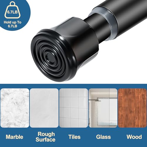 Cupboard Bars Spring Tension Rod, Adjustable 12-20 Inches, No Drilling Small Tension Shower Curtain Rod Ideal for Small Windows, Lockers, Kitchen，Wardrobes,2PC-13TD12-20BLKx2 - view 3