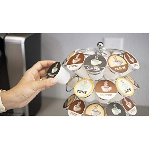 Nifty K Cup Holder – Compatible with K-Cups, Coffee Pod Carousel | 36 K Cup Holder, Spins 360-Degrees, Lazy Susan Platform, Modern Chrome Design, Home or Office Kitchen Counter Organizer - view 6