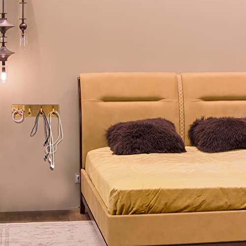 Key Holder for Christmas Wall Decorative, Adhesive Stainless Steel Key Hooks, Key Hanger Key Organizer Towel Hook Coat Hanger for Entryway Hallway Kitchen (Four Rows, Golden 1 PC) - view 5