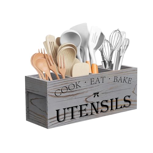 Extra Large Utensil Holder Countertop for Kitchen Counter,Grey Grain