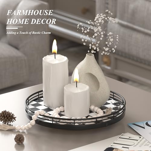 10-Inch Black and White Checkerboard Lazy Susan with Oak Base - view 4