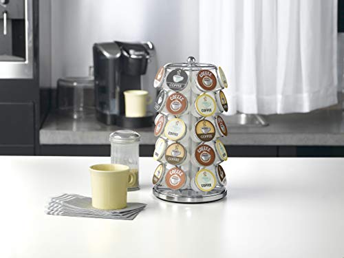 Nifty K Cup Holder – Compatible with K-Cups, Coffee Pod Carousel | 35 K Cup Holder, Spins 360-Degrees, Lazy Susan Platform, Modern Chrome Design, Home or Office Kitchen Counter Organizer - view 6