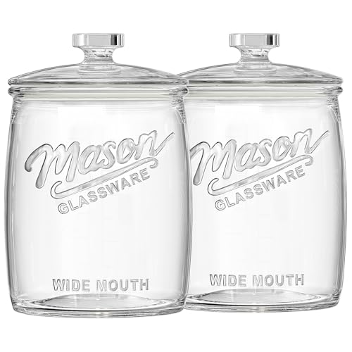 1 Gallon Glass Cookie Jar with Airtight Lid, 2 Pack