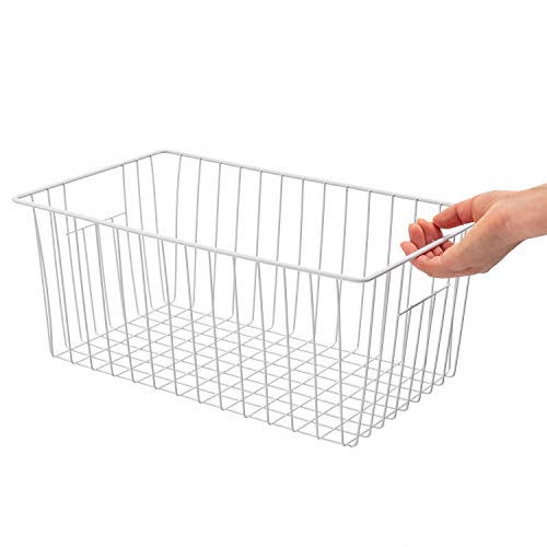 16inch Farmhouse Freezer Wire Baskets Organizer Storage Bins Large Organizer Baskets with Handles for Storage, Office, Kitchen, Pantry, Cabinet, Closets - Set of 6 (White 6) - view 7